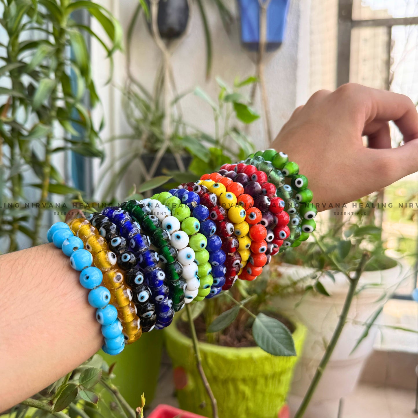 BLUE EVIL EYE ROUND BEADED BRACELET (Protection, Peace And Positivity) image 5