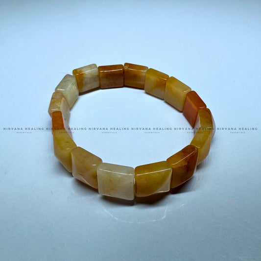 YELLOW AVENTURINE PYRAMID BEADED BRACELET (Joy, Leadership And Empowerment).
image 1