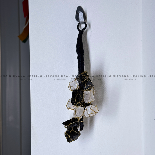 BLACK TOURMALINE AND SELENITE (DOOR HANGING) (Protection, Grounding, Shielding And Growth) image 1