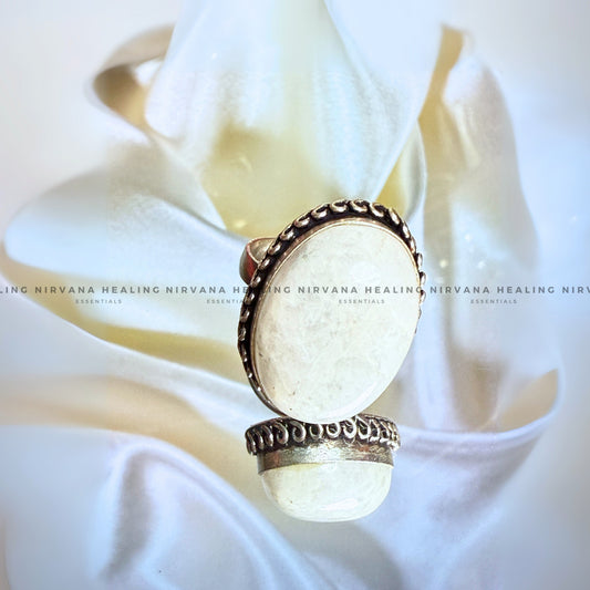 MOON JADE OVAL RING (Harmony, Emotional Balance And Divine Connection) image 1