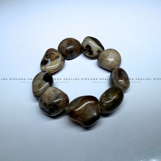 HAKIK SULEMANI TUMBLE OVAL BEADED BRACELET (Evil Eye Protection, Grounding And Energy Shielding). image 1
