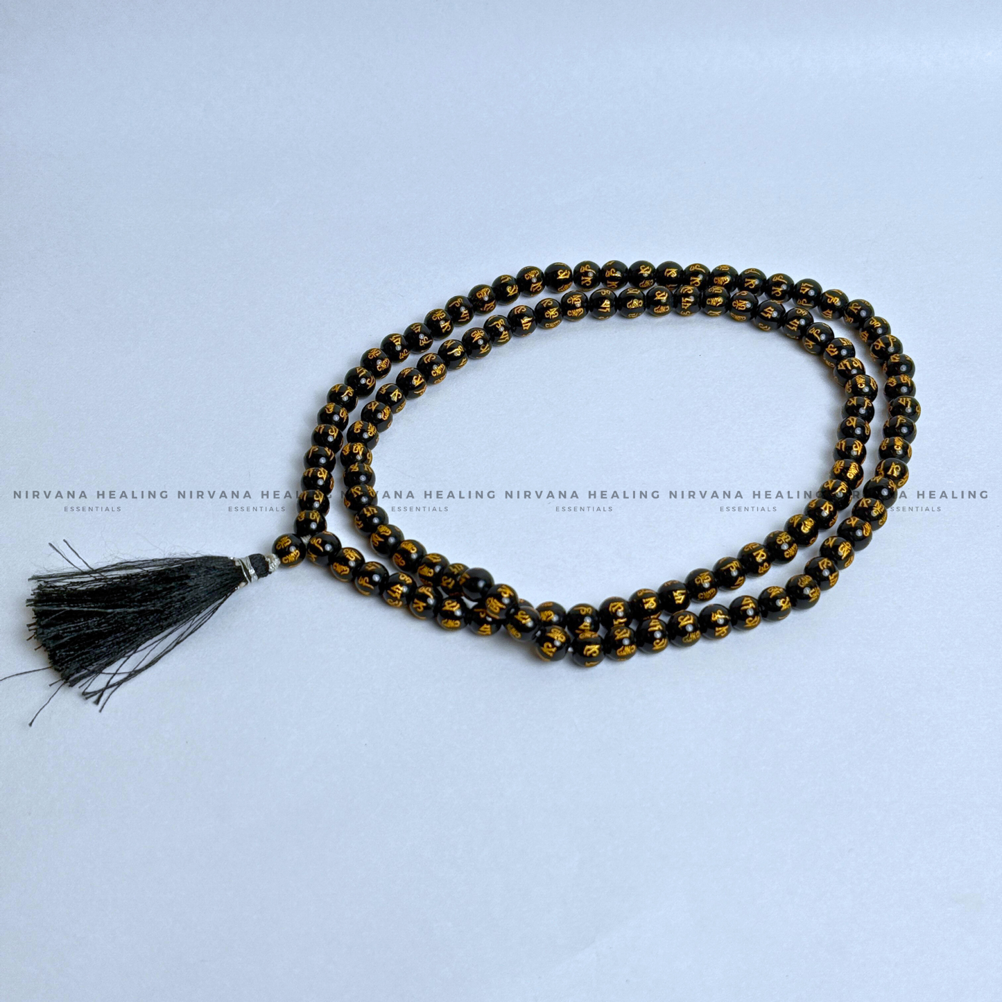 BLACK OM MANI PADME HUM MALA (Compassion, Protection, Spiritual Awakening) image 4