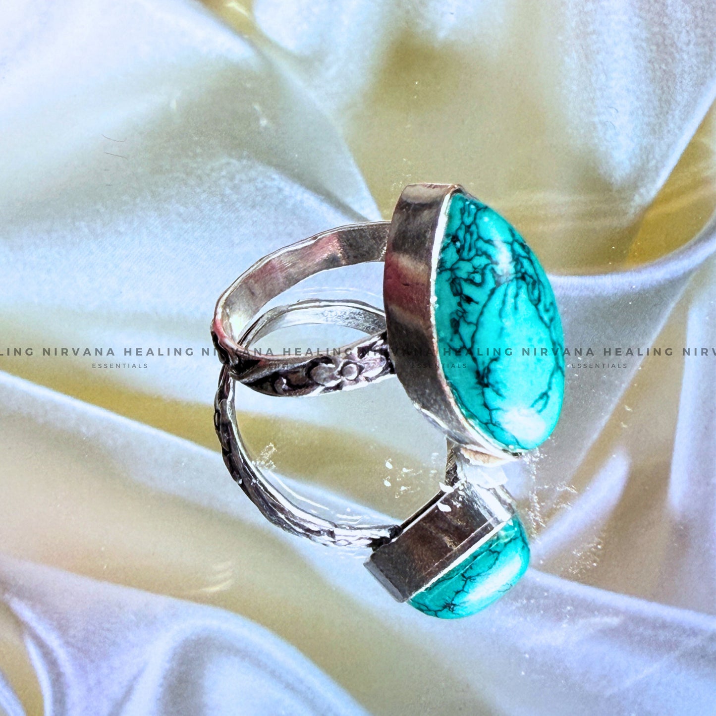 TURQUOISE DIAMOND SHAPED RING (Divine Protection, Psycho Gifts, Healing, Wisdom, Truth) image 4