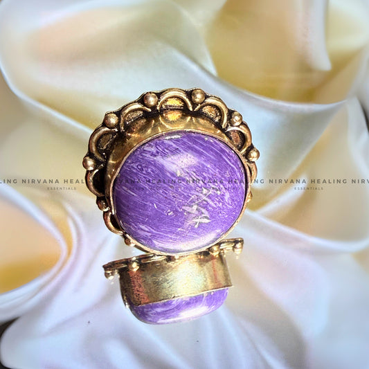 PURPLE JADE ROUND RING (Peace, Intuition And Spiritual Wisdom) image 1