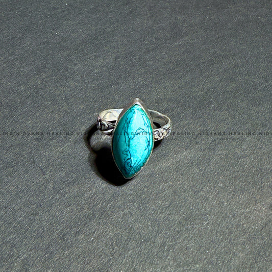 TURQUOISE DIAMOND SHAPED RING (Divine Protection, Psycho Gifts, Healing, Wisdom, Truth) image 1
