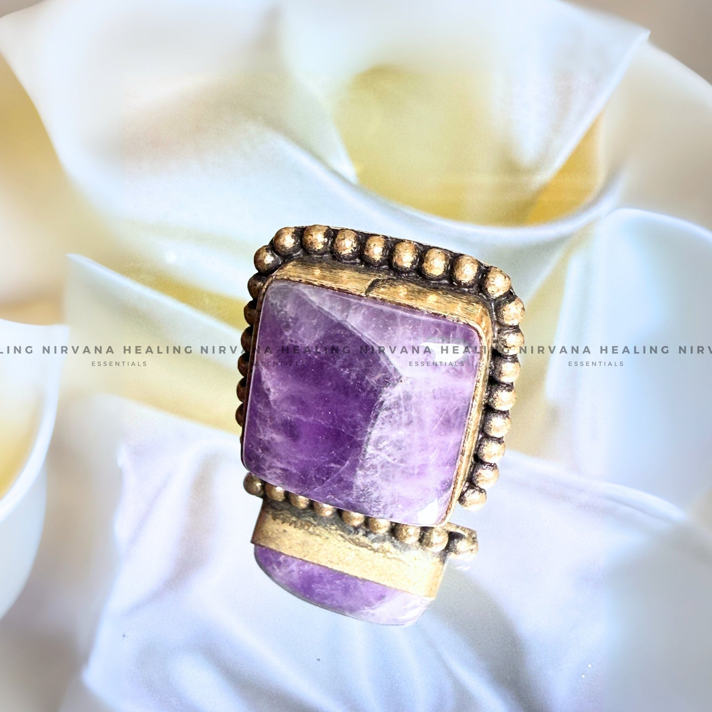 AMETHYST SQUARE RING (Meditation, Stress Reduction, Intuition and Manifestation) image 4
