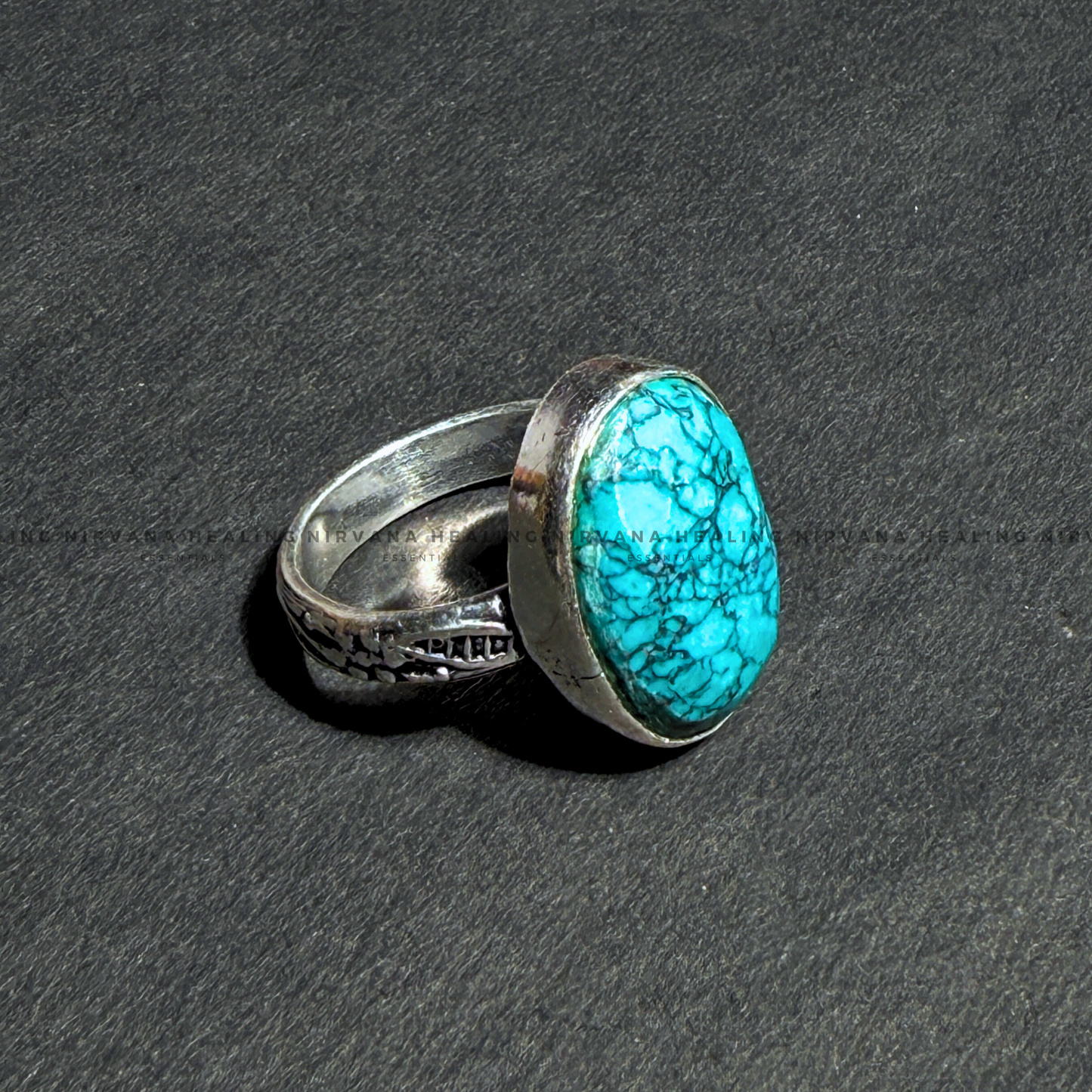 TURQUOISE JADE OVAL RING (Divine Protection, Psycho Gifts, Healing, Wisdom, Truth) image 4