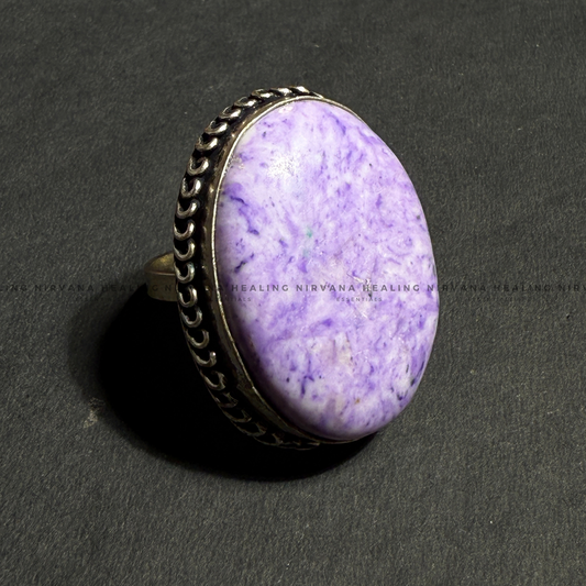 Purple Stone Oval Ring (Meditation, Stress Reduction, Intuition and Manifestation) image 1