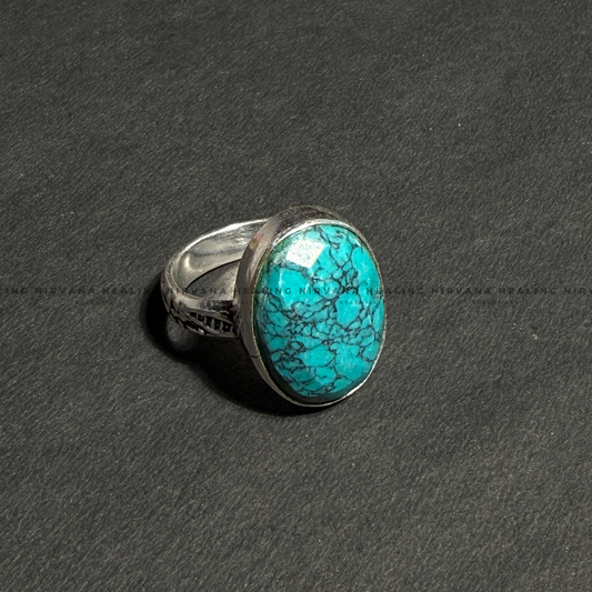 TURQUOISE JADE OVAL RING (Divine Protection, Psycho Gifts, Healing, Wisdom, Truth) image 1