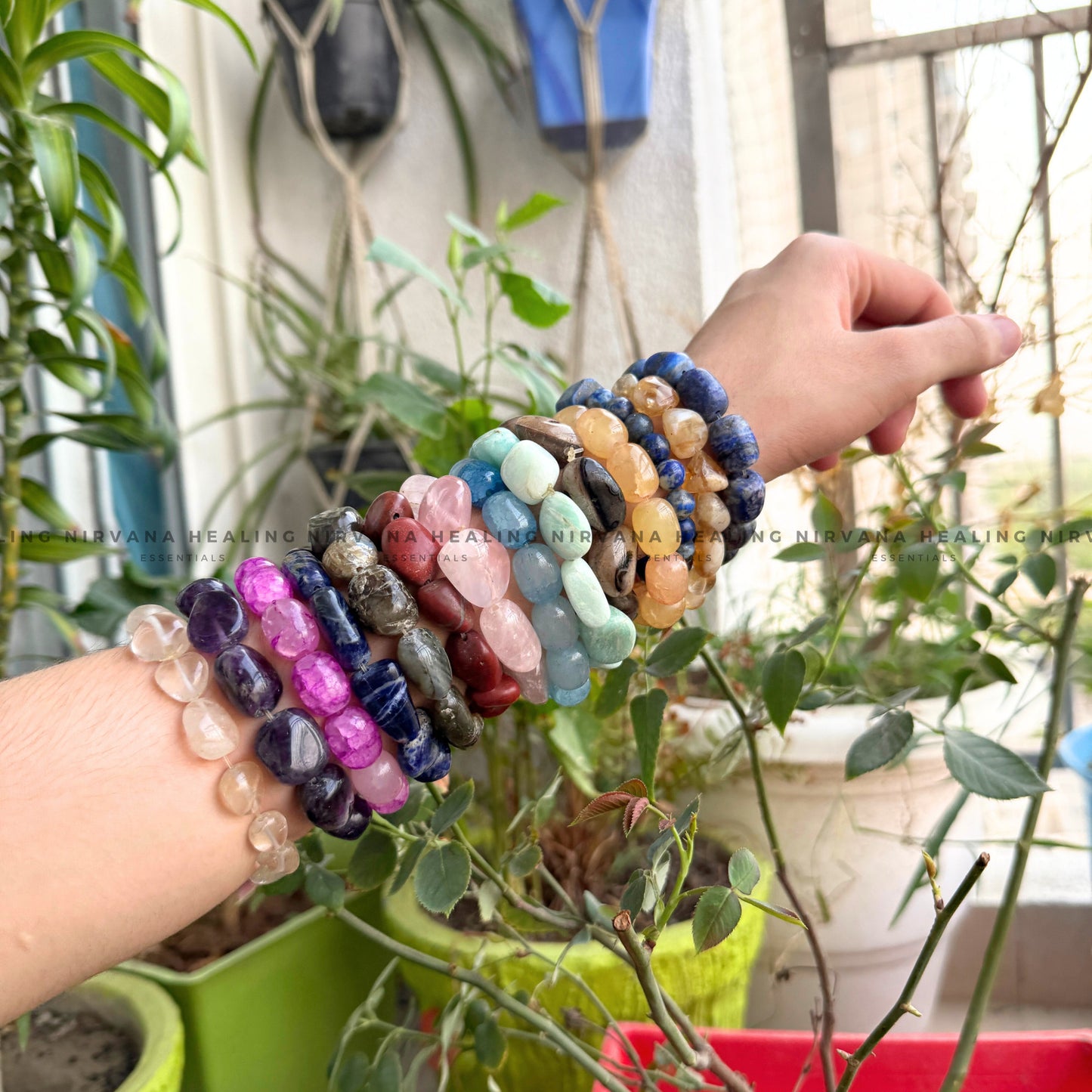 HAKIK SULEMANI TUMBLE OVAL BEADED BRACELET (Evil Eye Protection, Grounding And Energy Shielding). image 5