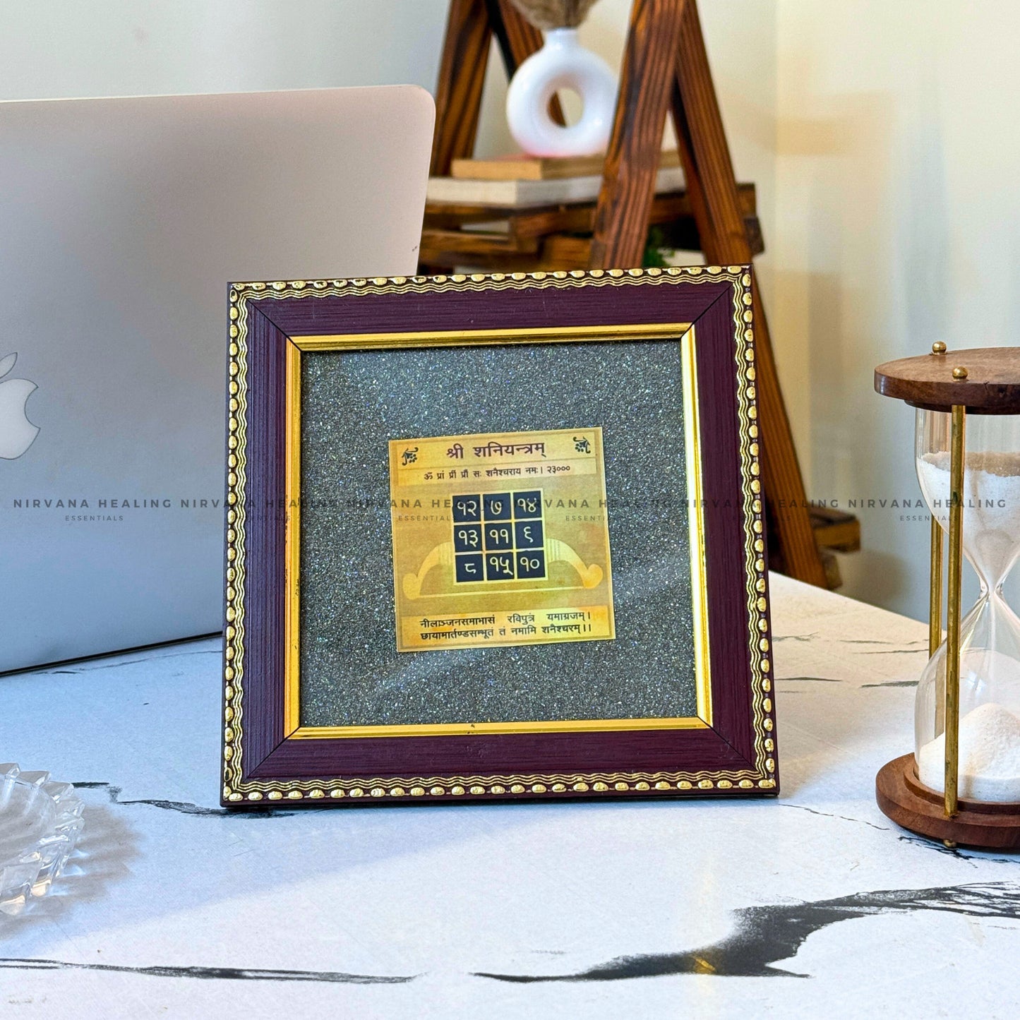 SHANI YANTRA ON RAW PYRITE FRAME (Protection, Stability & Karmic Balance) image 4