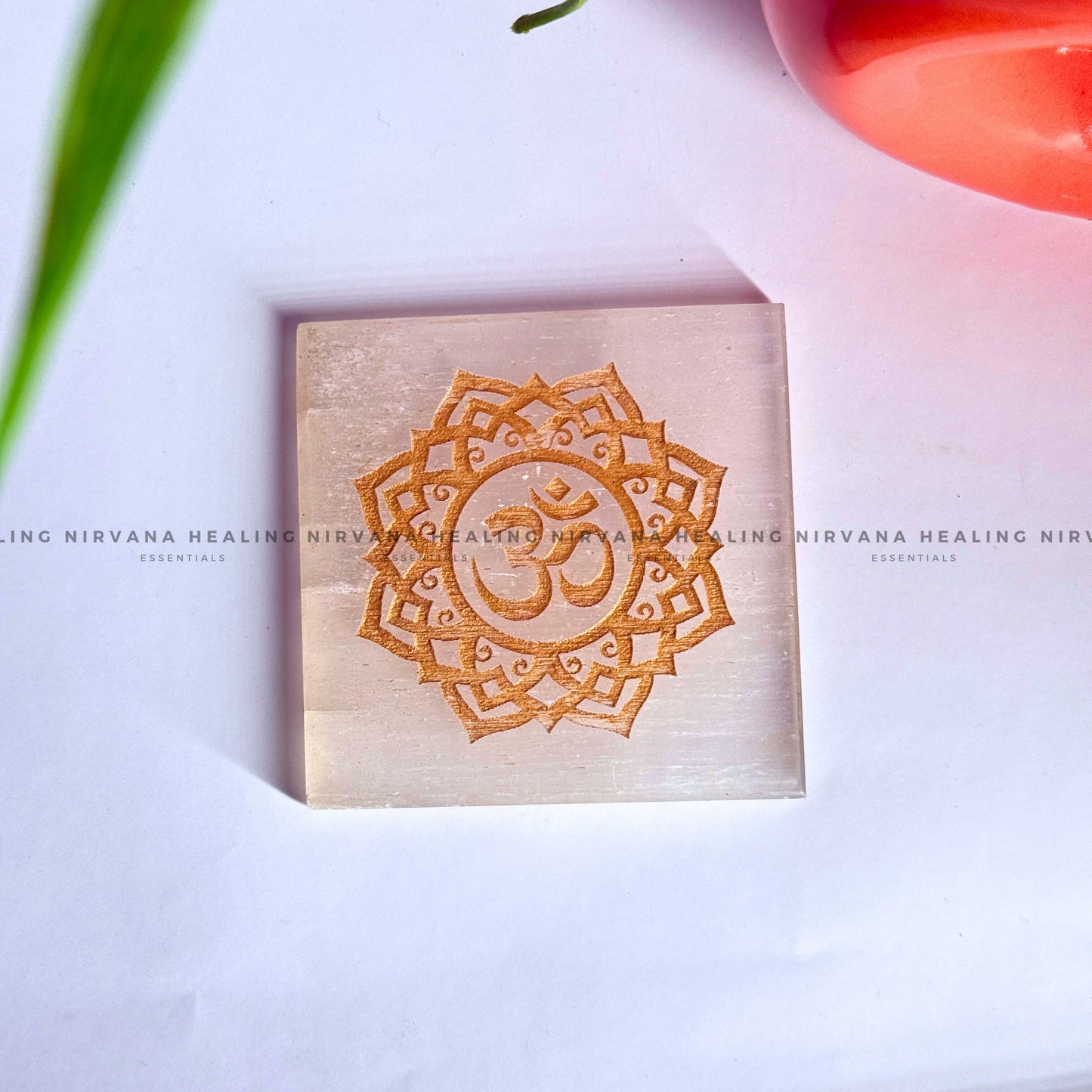 SELENITE GOLDEN AUM CHARGING PLATE (Aura Cleansing ,Charging, Cleansing And Purification). image 0