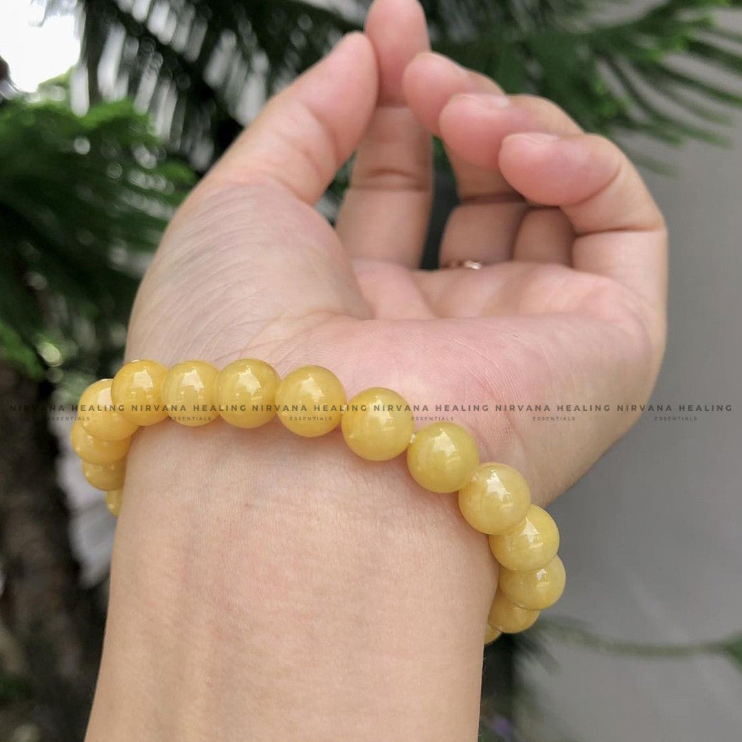 YELLOW CALCITE ROUND BEADED BRACELET (Self Confidence, Self Worth, Will Power And Motivation) image 4