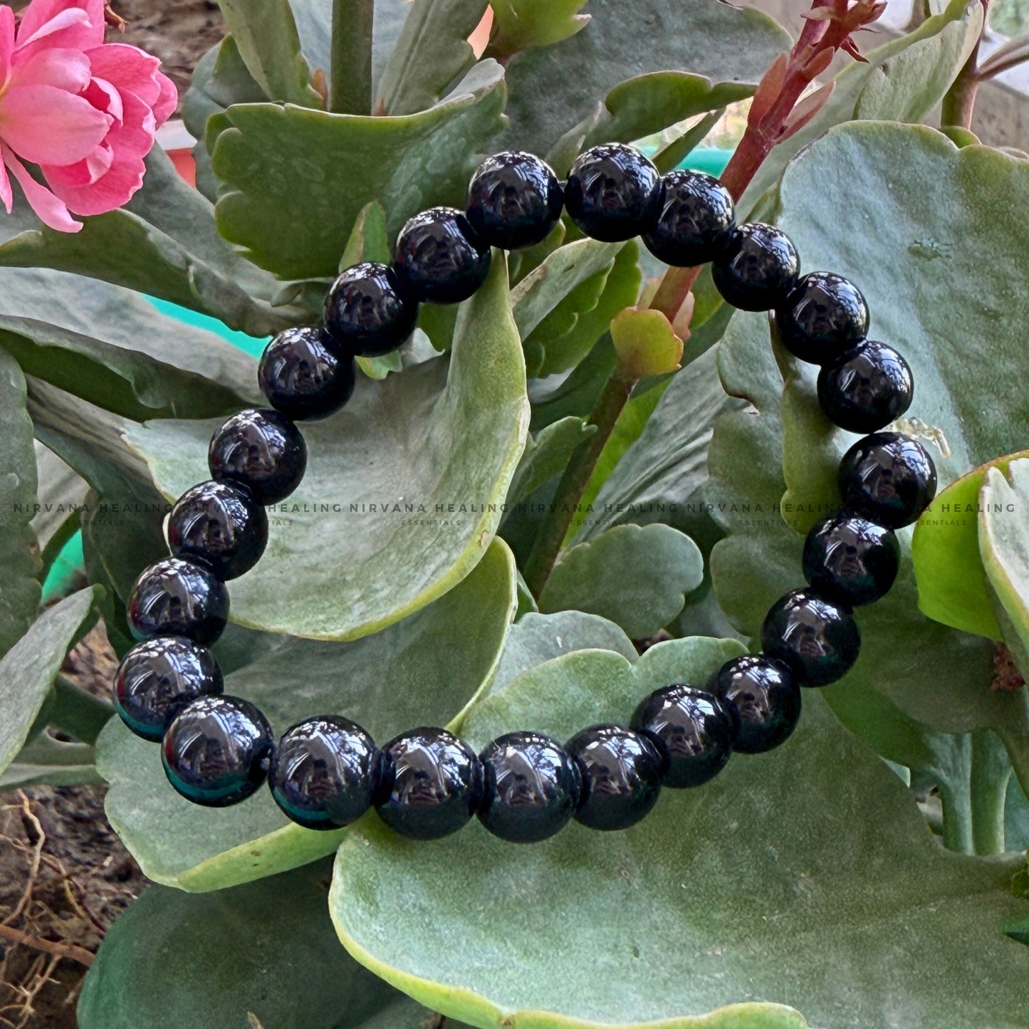 BLACK TOURMALINE ROUND BEADED BRACELET (Protection, Grounding, Shielding And Growth) image 4