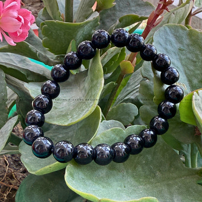 BLACK TOURMALINE ROUND BEADED BRACELET (Protection, Grounding, Shielding And Growth) image 4