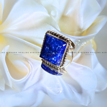 LAPIS JADE SQUARE RING (Communication, Truth, Ease Of Expression And Wisdom) image 0