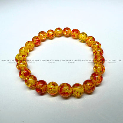 AMBER JADE ROUND BEADED BRACELET (Detox, Health, Joy And Soul Healing)   image 1