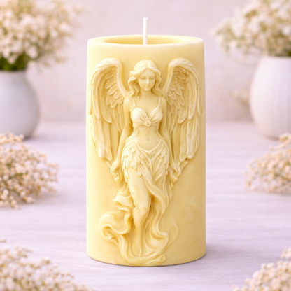 PILLAR ARCHANGEL RITUAL CANDLE (Made From Natural Beeswax) - Yellow image