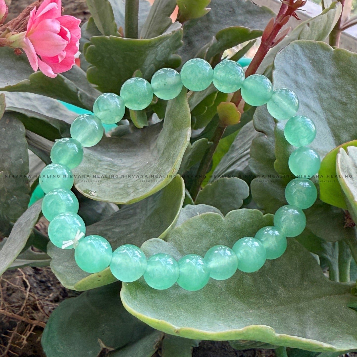 GREEN AGATE ROUND BEADED BRACELET (Balance, Healing, Renewal And Vitality) image 4