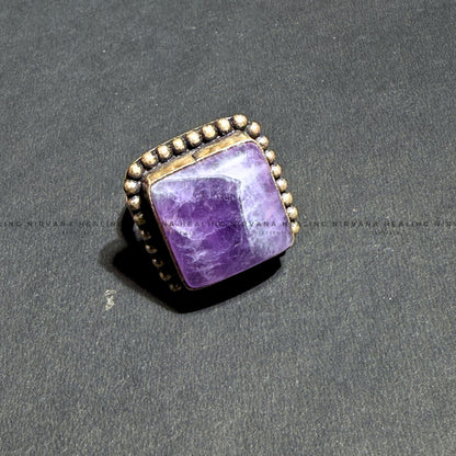 AMETHYST SQUARE RING (Meditation, Stress Reduction, Intuition and Manifestation) image 3