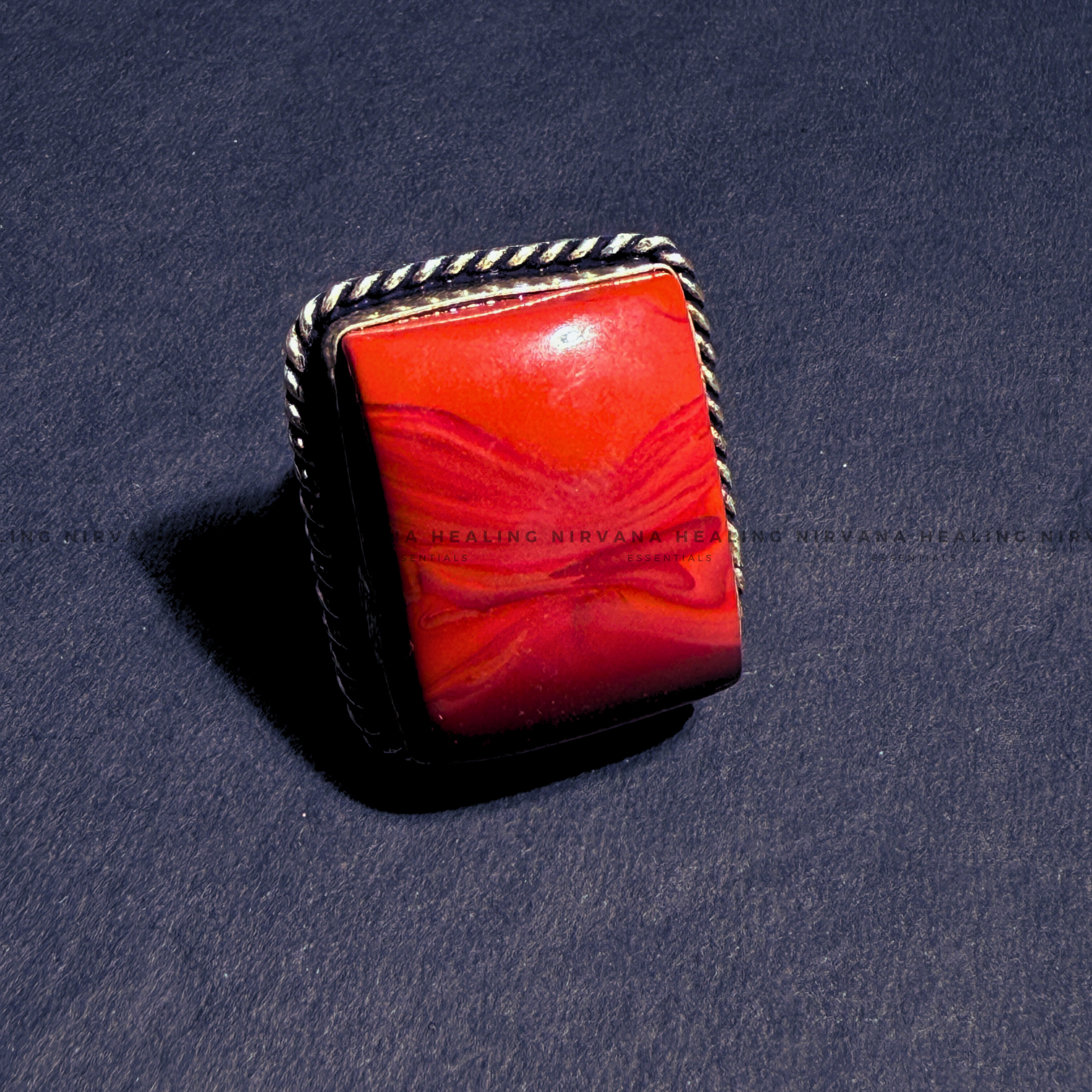 RED CARNELIAN SQUARE RING (Creativity, Courage, Passion And Stamina) image 2