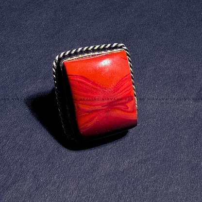 RED CARNELIAN SQUARE RING (Creativity, Courage, Passion And Stamina) image 2
