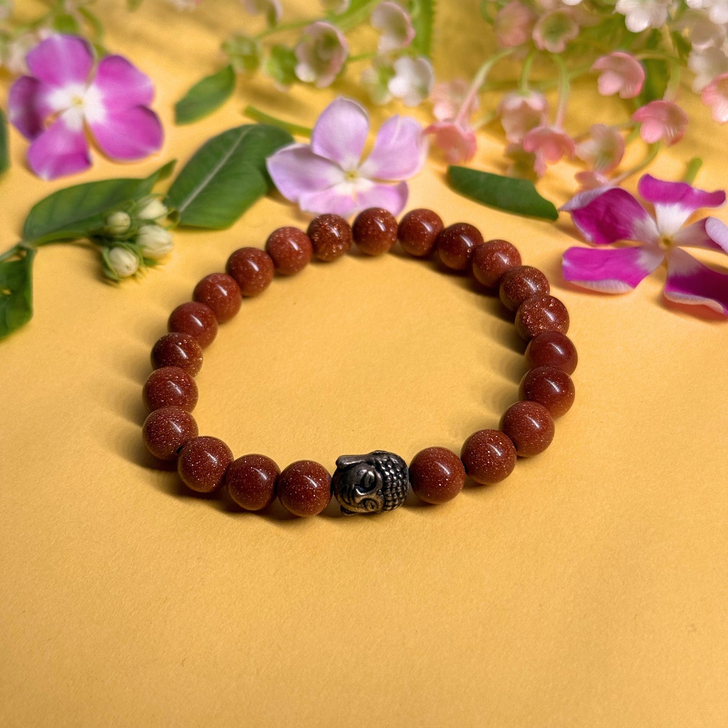 GOLDEN SUNSTONE ROUND BEADED BRACELET (Stone of Joy, Confidence & Personal Power) image 0