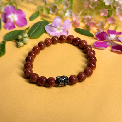 GOLDEN SUNSTONE ROUND BEADED BRACELET (Stone of Joy, Confidence & Personal Power) image 0