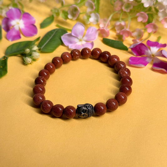 GOLDEN SUNSTONE ROUND BEADED BRACELET (Stone of Joy, Confidence & Personal Power) image 0
