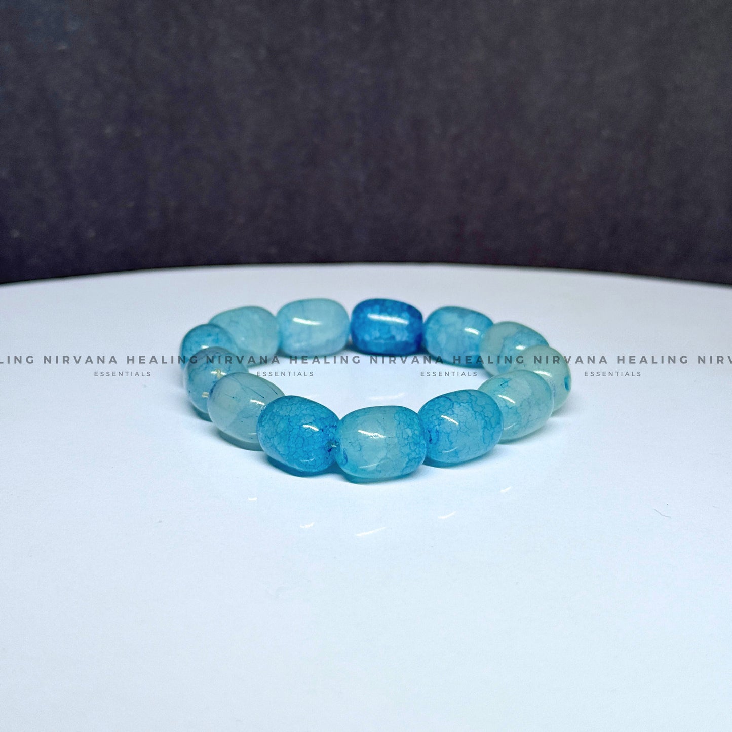 BLUE APATITE OVAL BEADED BRACELET (Goal Setting, Motivation, Manifestation, Communication).  image 2