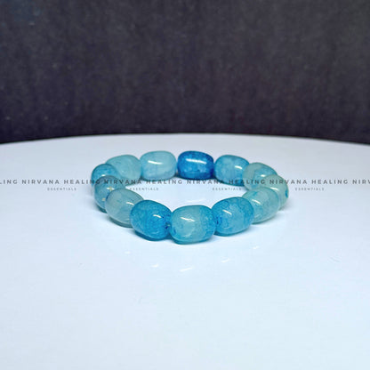 BLUE APATITE OVAL BEADED BRACELET (Goal Setting, Motivation, Manifestation, Communication).  image 2