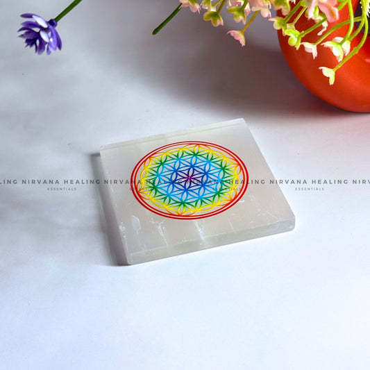 SELENITE FLOWER COLOUR CHARGING PLATE (Aura Cleansing ,Charging, Cleansing And Purification). image 1