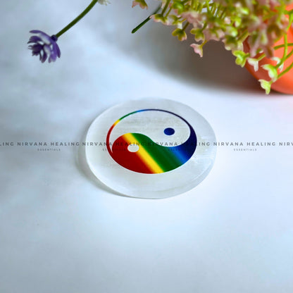  SELENITE YIN-YANG CHARGING PLATE (Aura Cleansing ,Charging, Cleansing And Purification). image 4