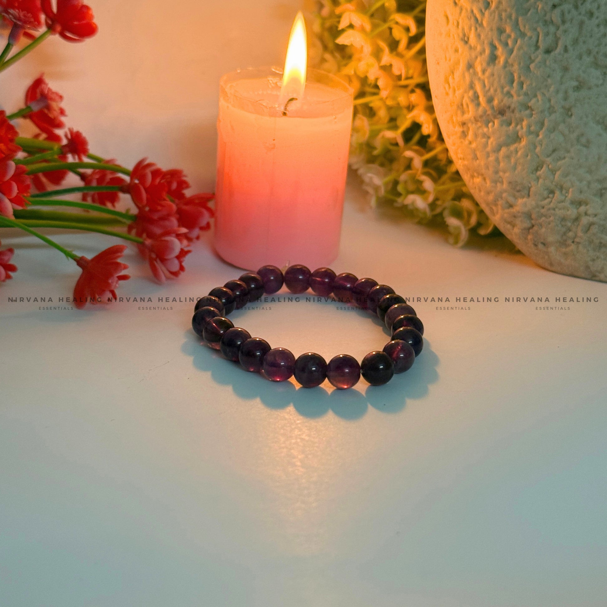 AMETHYST ROUND BEADED BRACELET (Meditation, Stress Reduction, Intuition and Manifestation) image 1