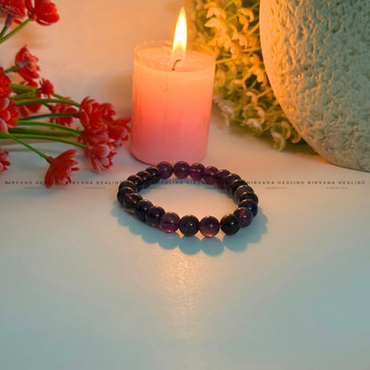 AMETHYST ROUND BEADED BRACELET (Meditation, Stress Reduction, Intuition and Manifestation) image 1