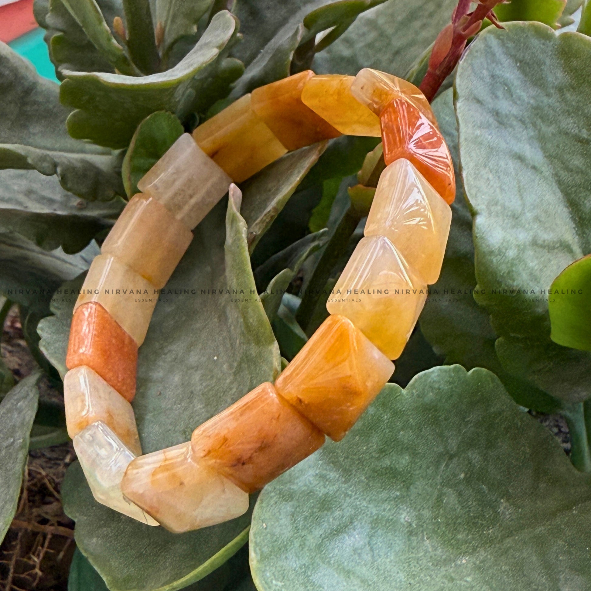 YELLOW AVENTURINE PYRAMID BEADED BRACELET (Joy, Leadership And Empowerment).  image 4