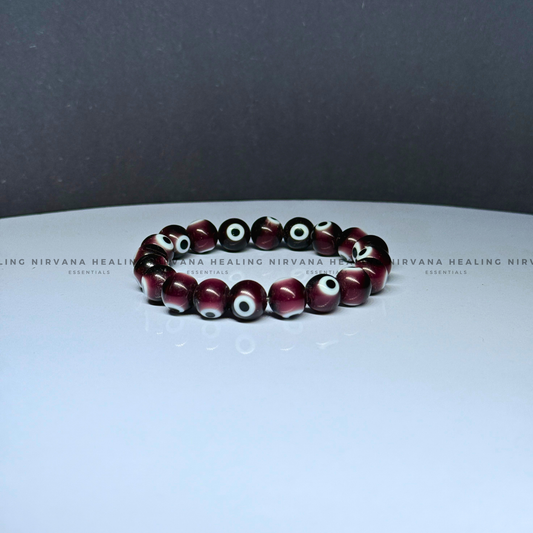 PURPLE EVIL EYE ROUND BEADED BRACELET (Spiritual Protection, Intuition And Transformation) image 1