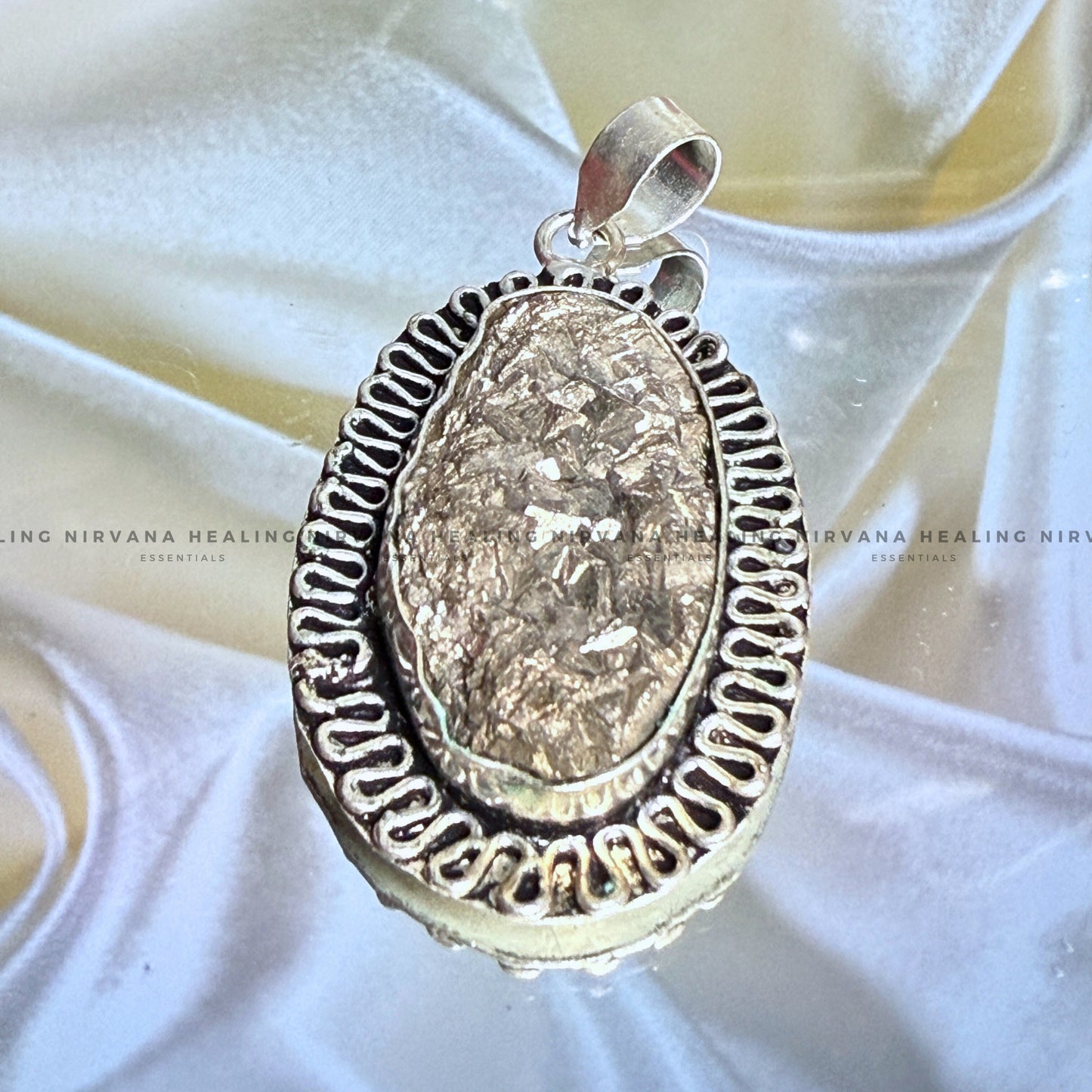PYRITE OVAL SHAPED PENDANT (Money Magnet, Prosperity, Fame And Abundance).  image 3