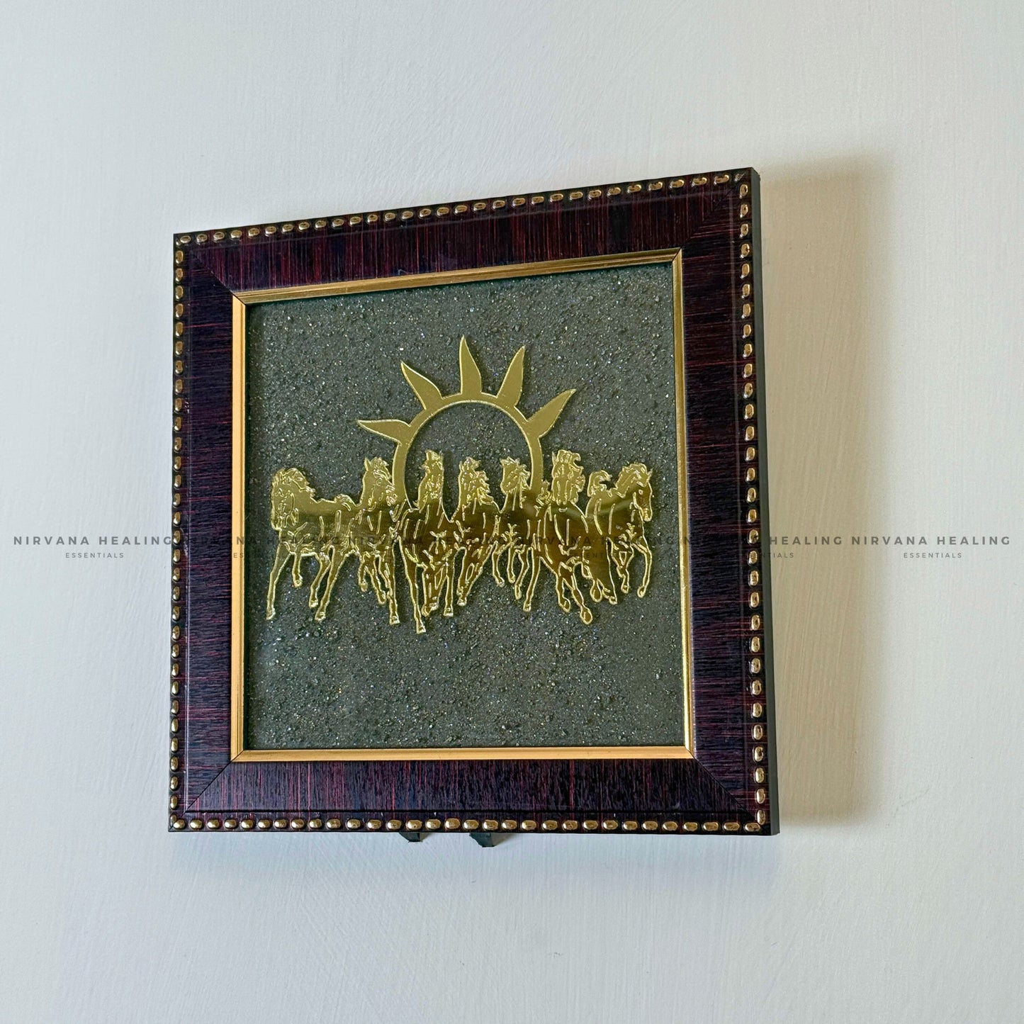 7 HORSES ON RAW PYRITE FRAME (Symbol of Speed, Success & Abundance image 4