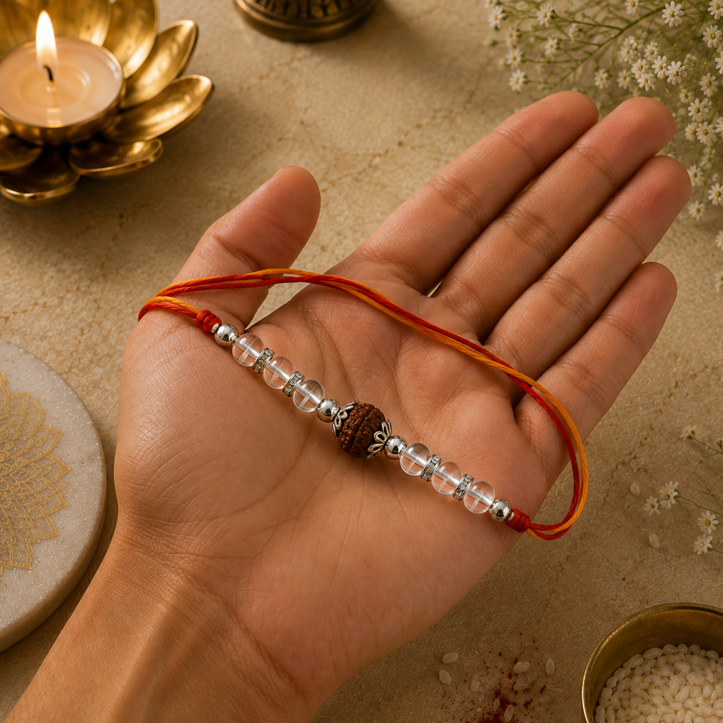Clear Quartz Crystal Rakhi
