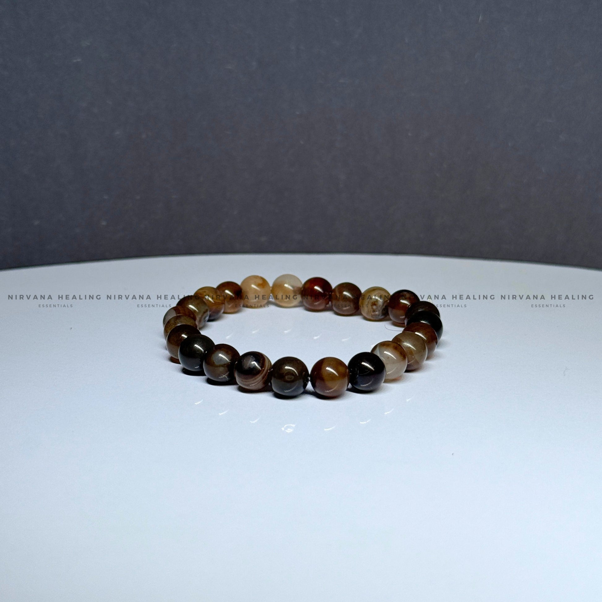 BROWN HAKIK SULEMANI ROUND BEADED BRACELET (Evil Eye Protection, Grounding and Energy Shielding). image 2