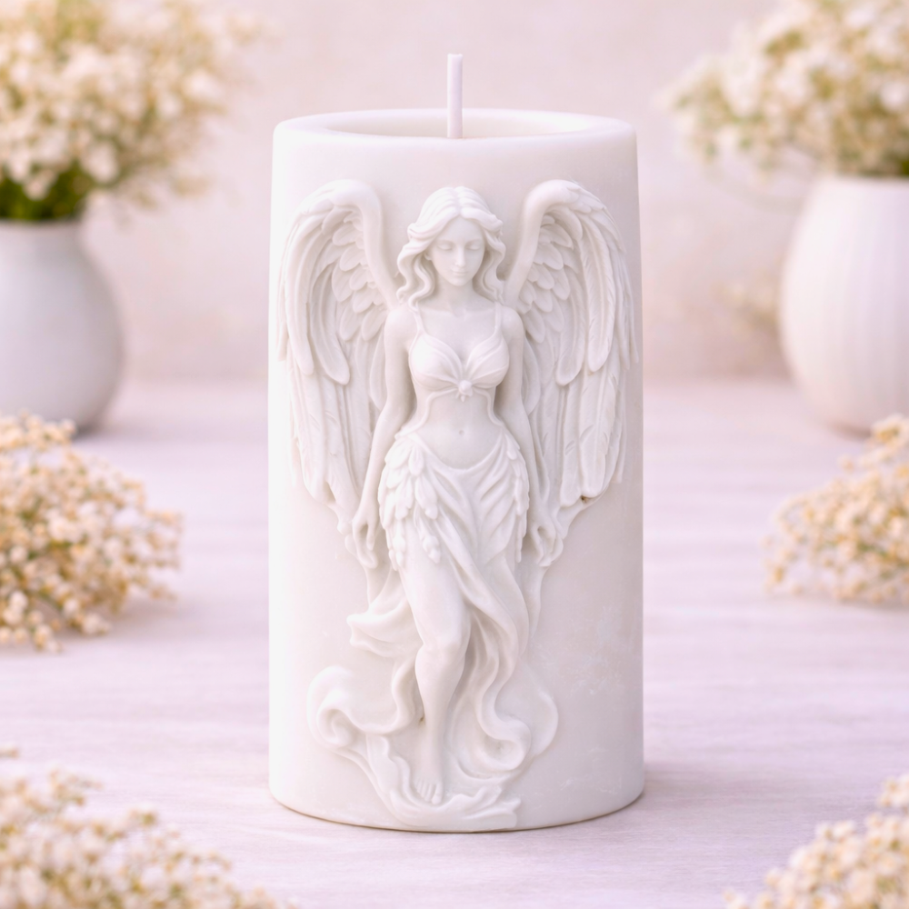 PILLAR ARCHANGEL RITUAL CANDLE (Made From Natural Beeswax) - White image