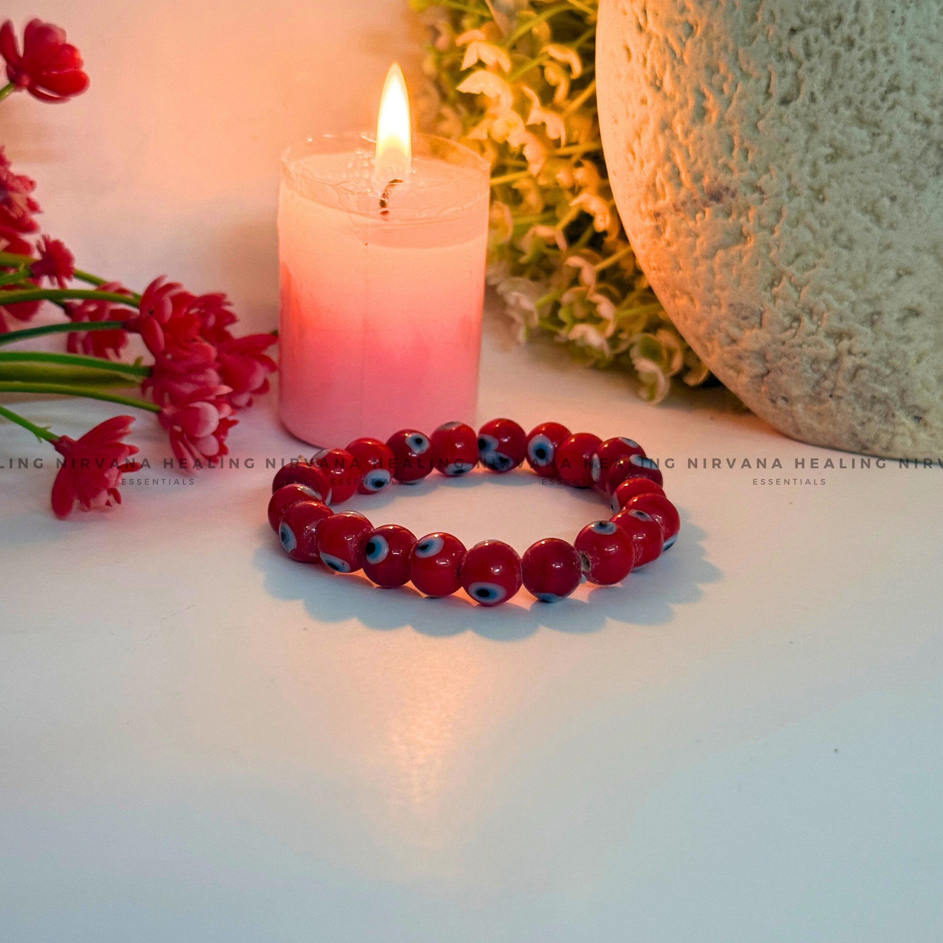 RED EVIL EYE ROUND BEADED BRACELET (Ward Off Negativity, Envy And Harmful Intentions) image 3