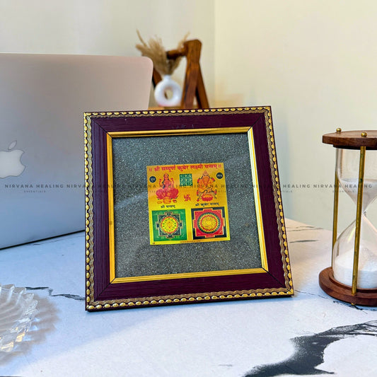 LAKSHMI KUBER YANTRA ON RAW PYRITE FRAME – (Ultimate Symbol of Wealth & Abundance) image 0