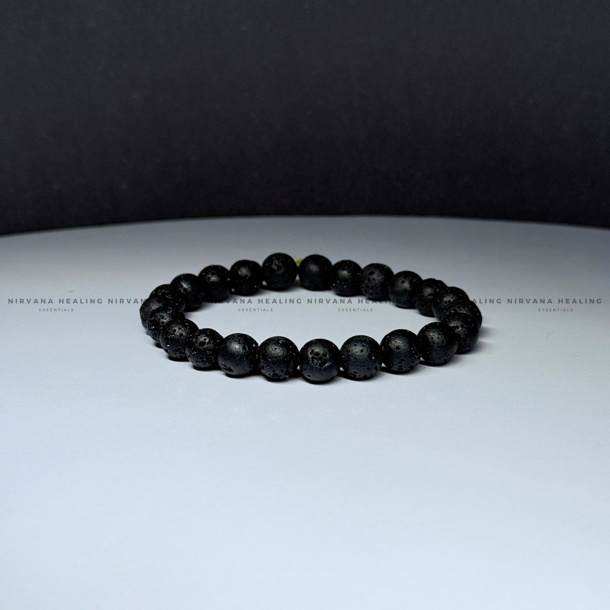 BLACK LAVA ROUND BEADED BRACELET (Grounding, Stabilizing, Rebirth And Courage) image 3