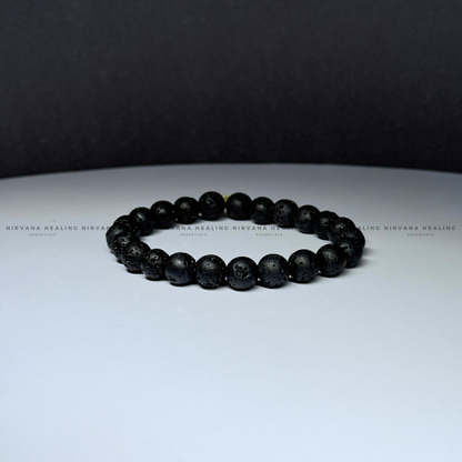 BLACK LAVA ROUND BEADED BRACELET (Grounding, Stabilizing, Rebirth And Courage) image 3