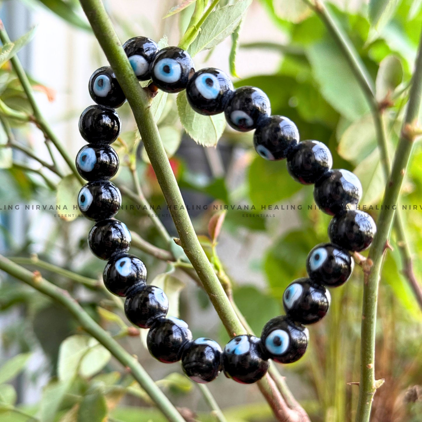 BLACK EVIL EYE ROUND BEADED BRACELET (Protection, Strength And Energy Shield) image 4