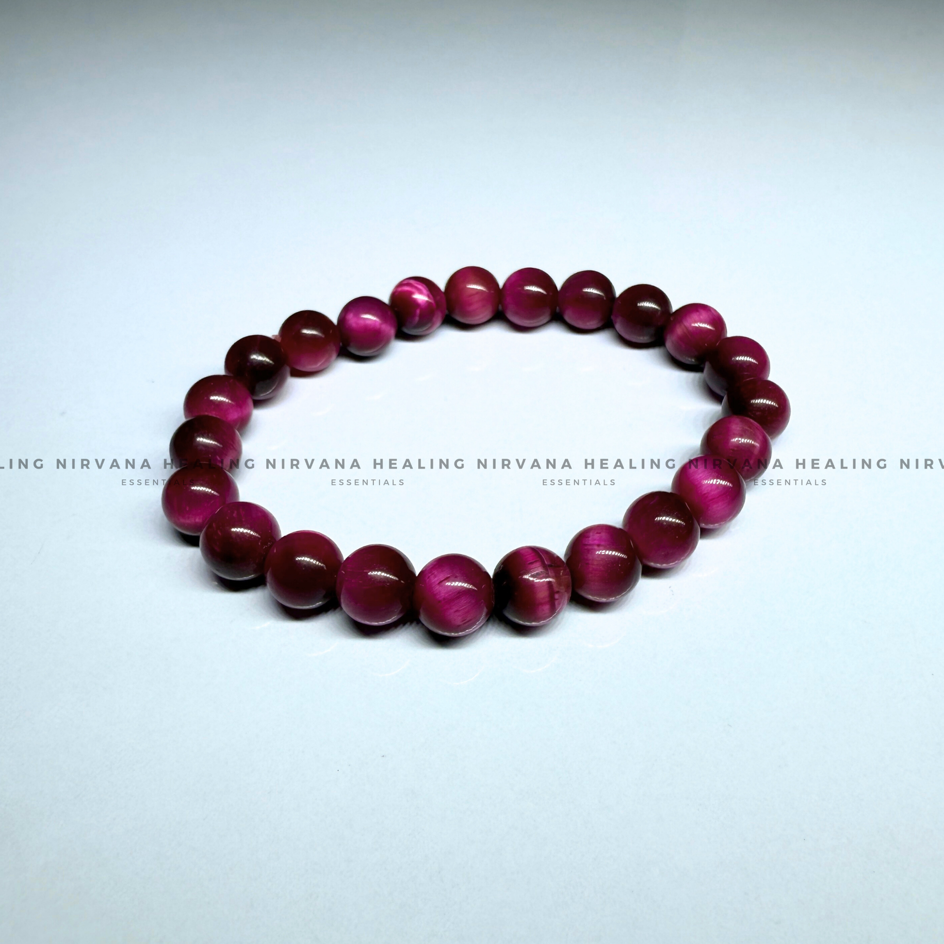 PINK CATS EYE ROUND BEADED BRACELET (Love, Emotional Healing And Protection) image 2