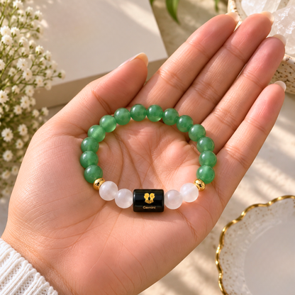 Gemini Zodiac Crystal Bracelet - Aventurine and Selenite