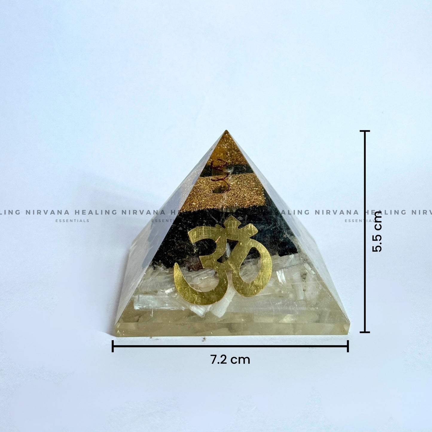 BLACK AGATE WITH CLEAR QUARTZ OM SYMBOL PYRAMID (Mental Clarity, Master Healer And Energy Amplifier).  image 3